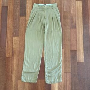 Zara Womens Pleated Tailored Camel Tan Trousers Pants Small